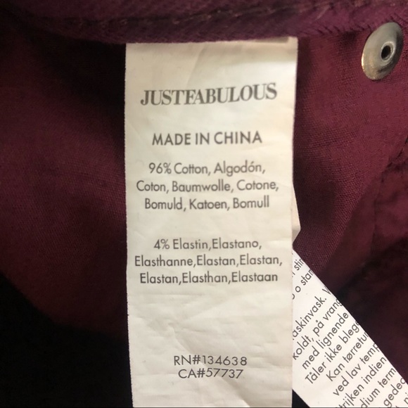 NWT! JustFab Eggplant Purple Skinny Jeans Size 28 - Picture 10 of 11